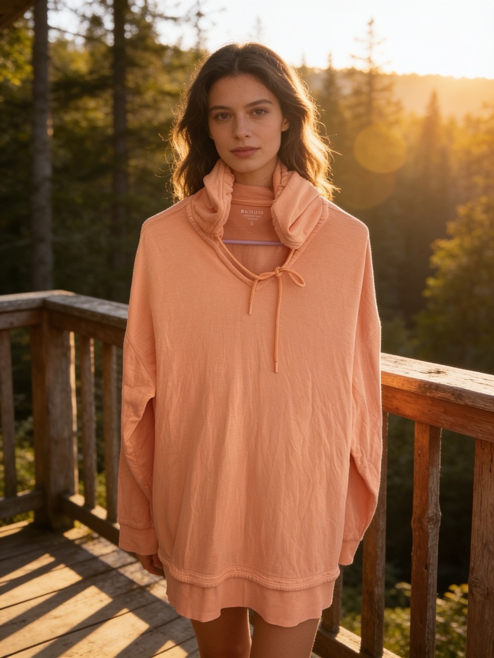 Athleta Peach Cowl-Neck Pullover Sweater
